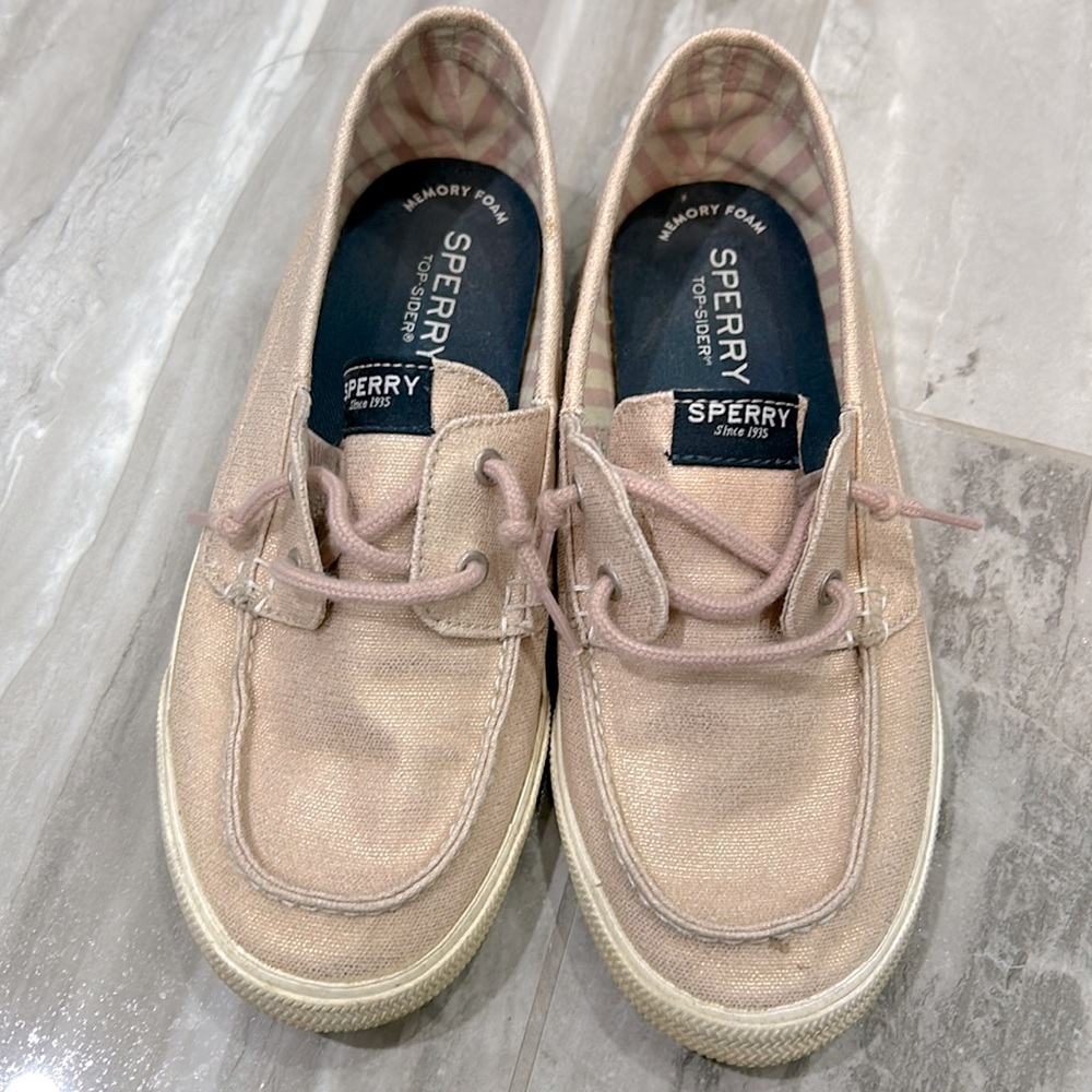 Sperry rose gold girls shoes size 3 1/2.